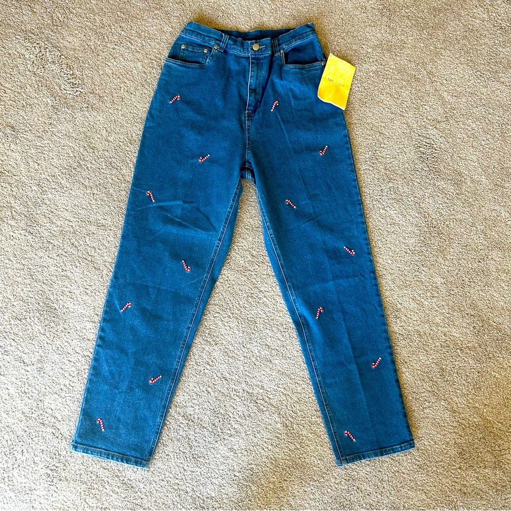 Jeans with embroidered candy canes - Christmas / Winter